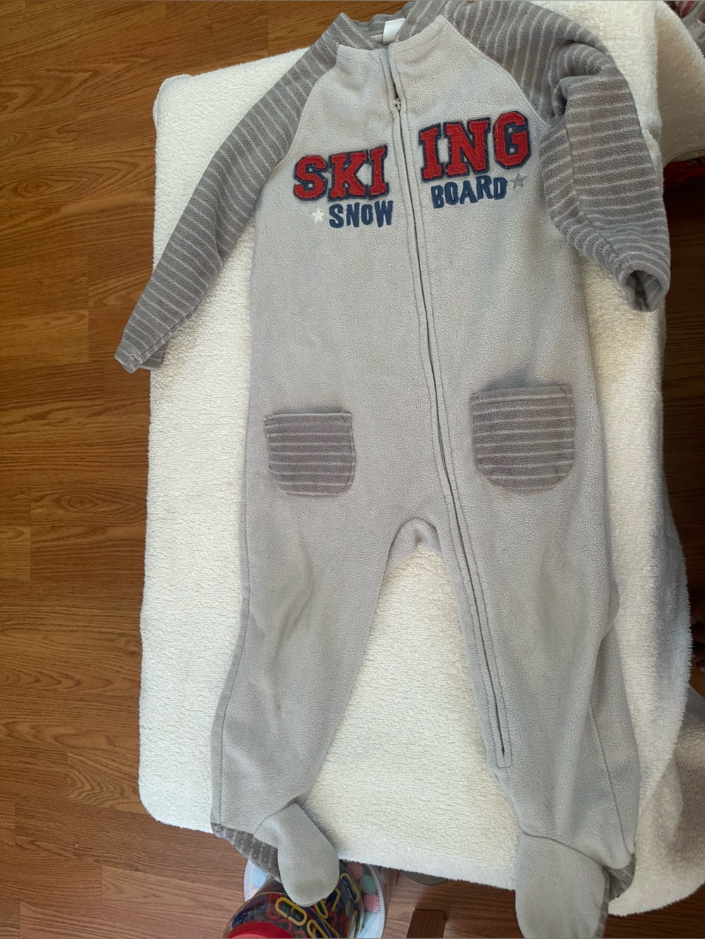 Kids Gray Ski Snowboard Puffer one piece footie cozy pijama
